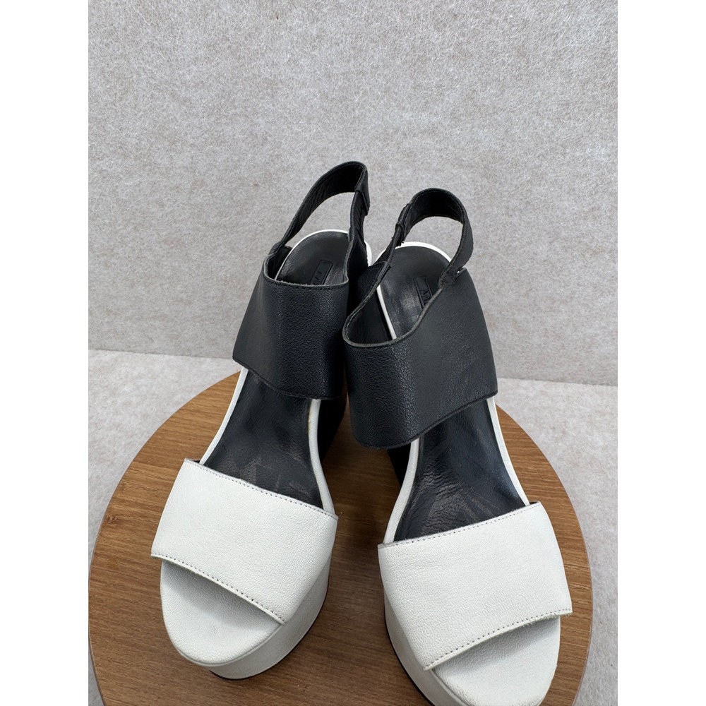 Matiko Platform Sandals 8 Black White Colorblock Chunky Block Heel Avant Garde - Picture 5 of 9